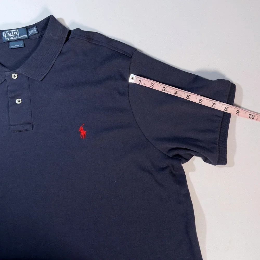 Polo Ralph Lauren Polo Shirt Mens XXL Navy Blue Custom Fit Short Sleeve